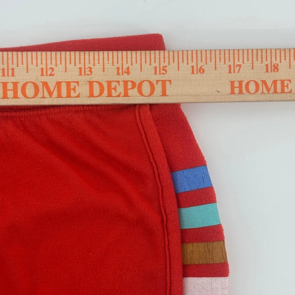 PJ‎ Salvage Red Retro Stripe Lounge Shorts Womens Medium Drawstring Dolphin Hem